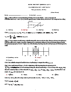 Đề thi thử THPT quốc gia môn Vật lí lần 2 (Có đáp án) - Năm học 2016-2017